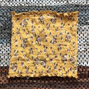 Freshman Yellow Floral Print Tube Top sz XS